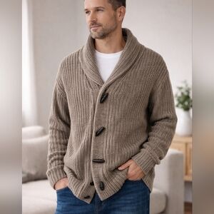 Weatherproof Vintage Shawl Collar Knit Cardigan | Toggle Sweater | Size L